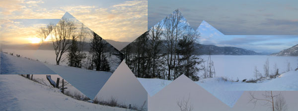 glimpses of Krøderen while trying to focus on the highway